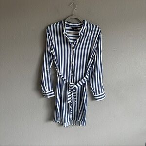 Summersalt Navy and White Striped Tie Waist Dress Small